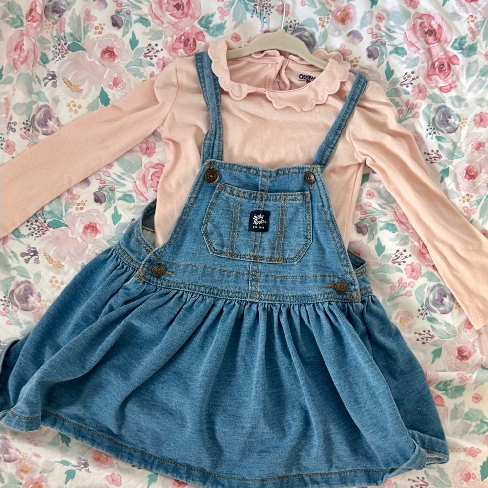 OshKosh B'gosh Blush Top and Denim Overall Dress